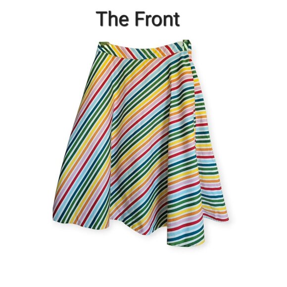 Collectif Modcloth Rainbow Stripe Retro Rockabilly 50s Vintage A-Line Skirt S - Picture 4 of 11